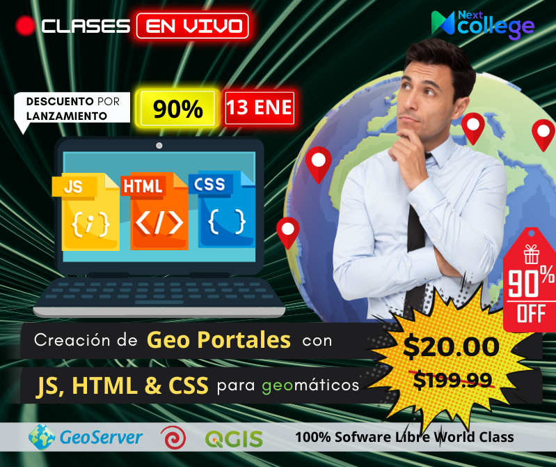 Especialización Plus en JS, HTML & CSS para Geomáticos (Descuento especial)