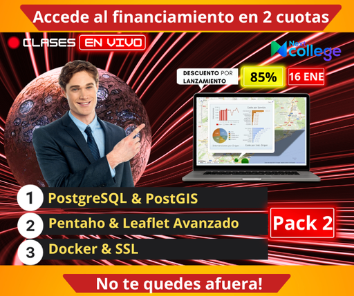 Pack 2 Plus (PostgreSQL & PostGIS + Pentaho & Leaflet Avanzado + Docker & SSL) (Cuota 2)