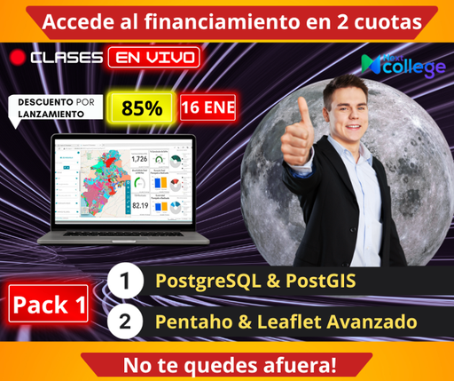 Pack 1 Plus(PostgreSQL & PostGIS + Pentaho & Leaflet Avanzado) (Cuota 1)